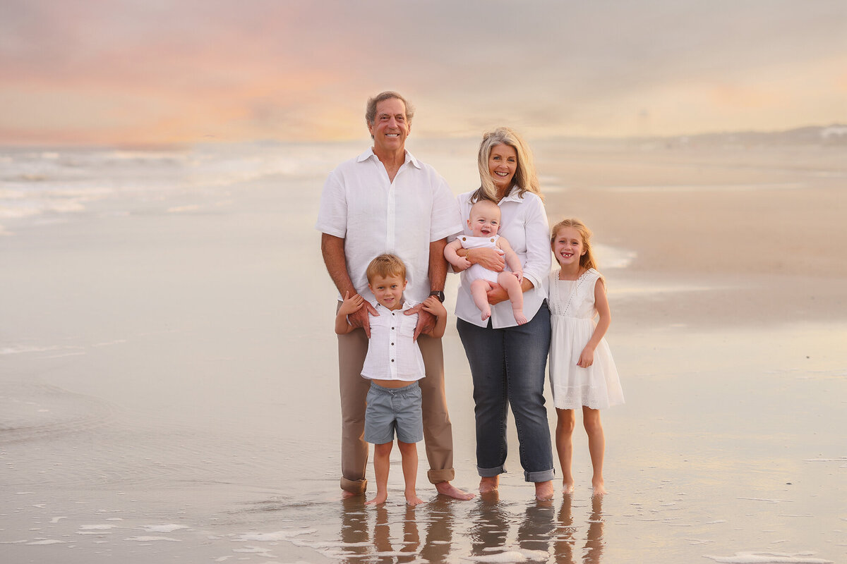 Grandparents pose with their grandchildren during Family Photoshoot on Isle of Palms.