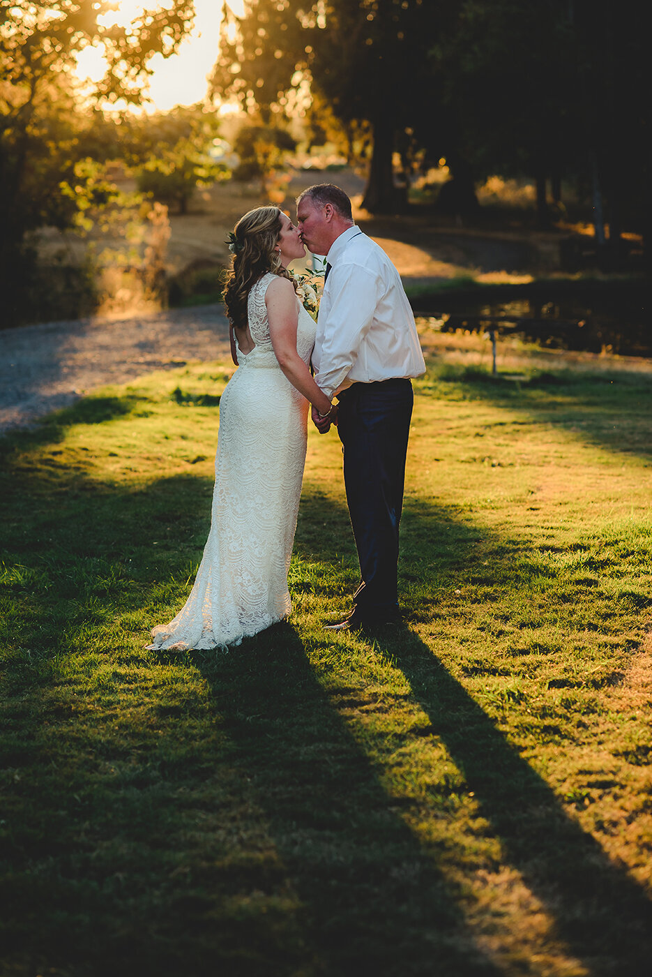 bride and groom kissing