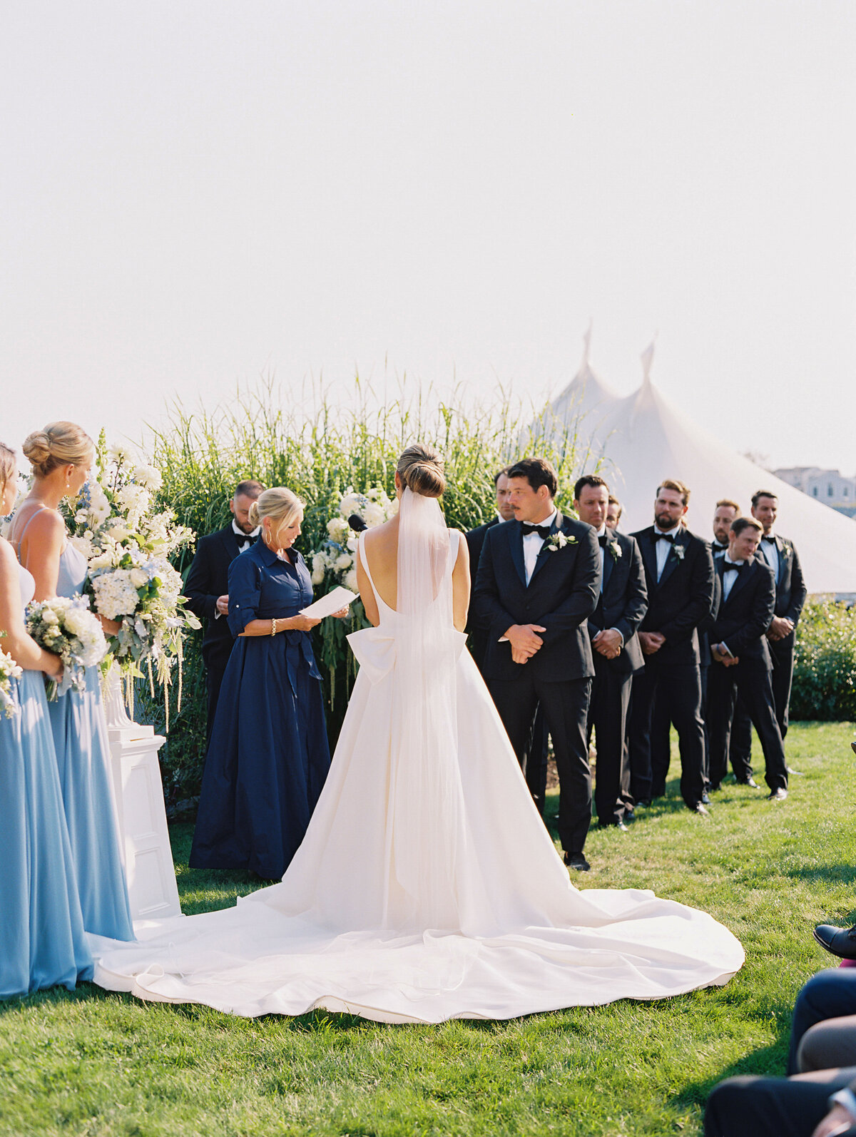 Dusty blue and white wedding in Maine