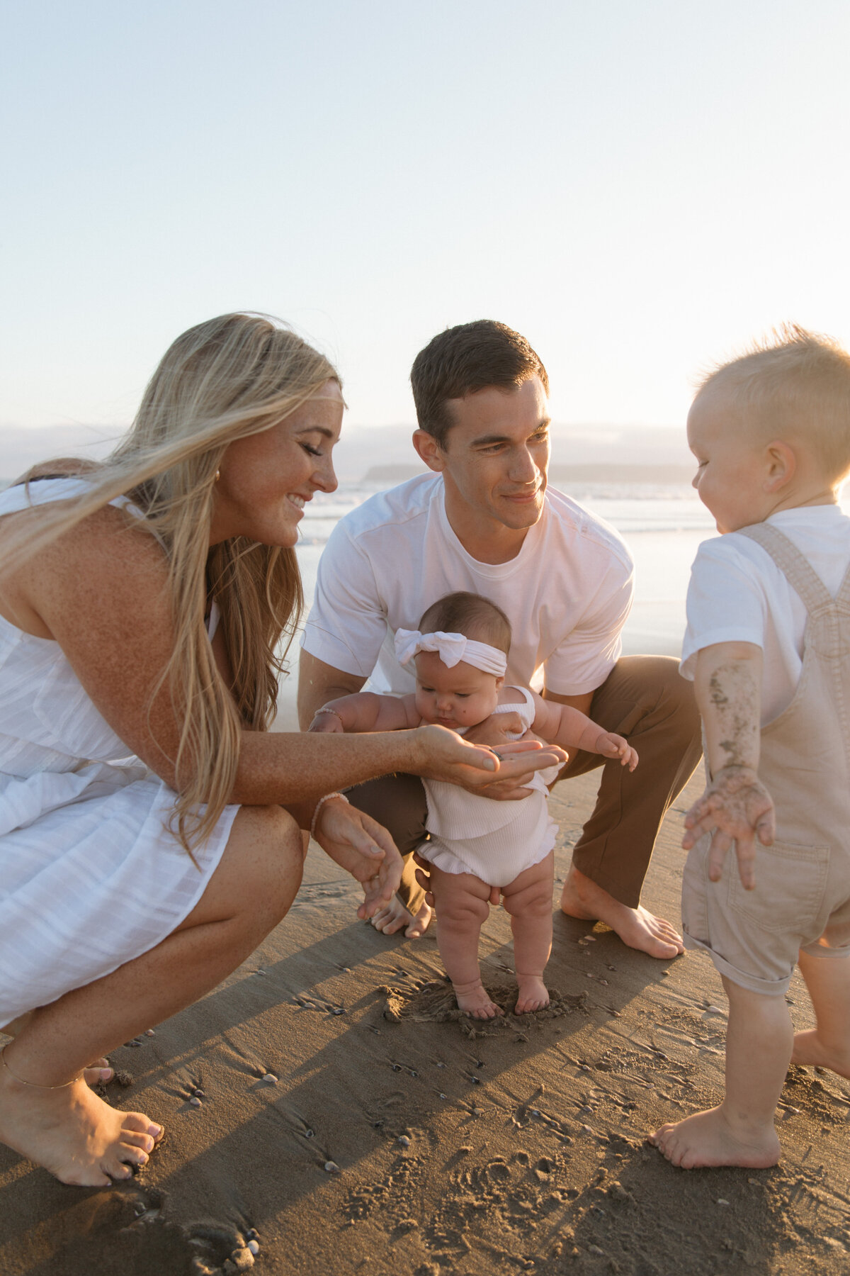 family on beach