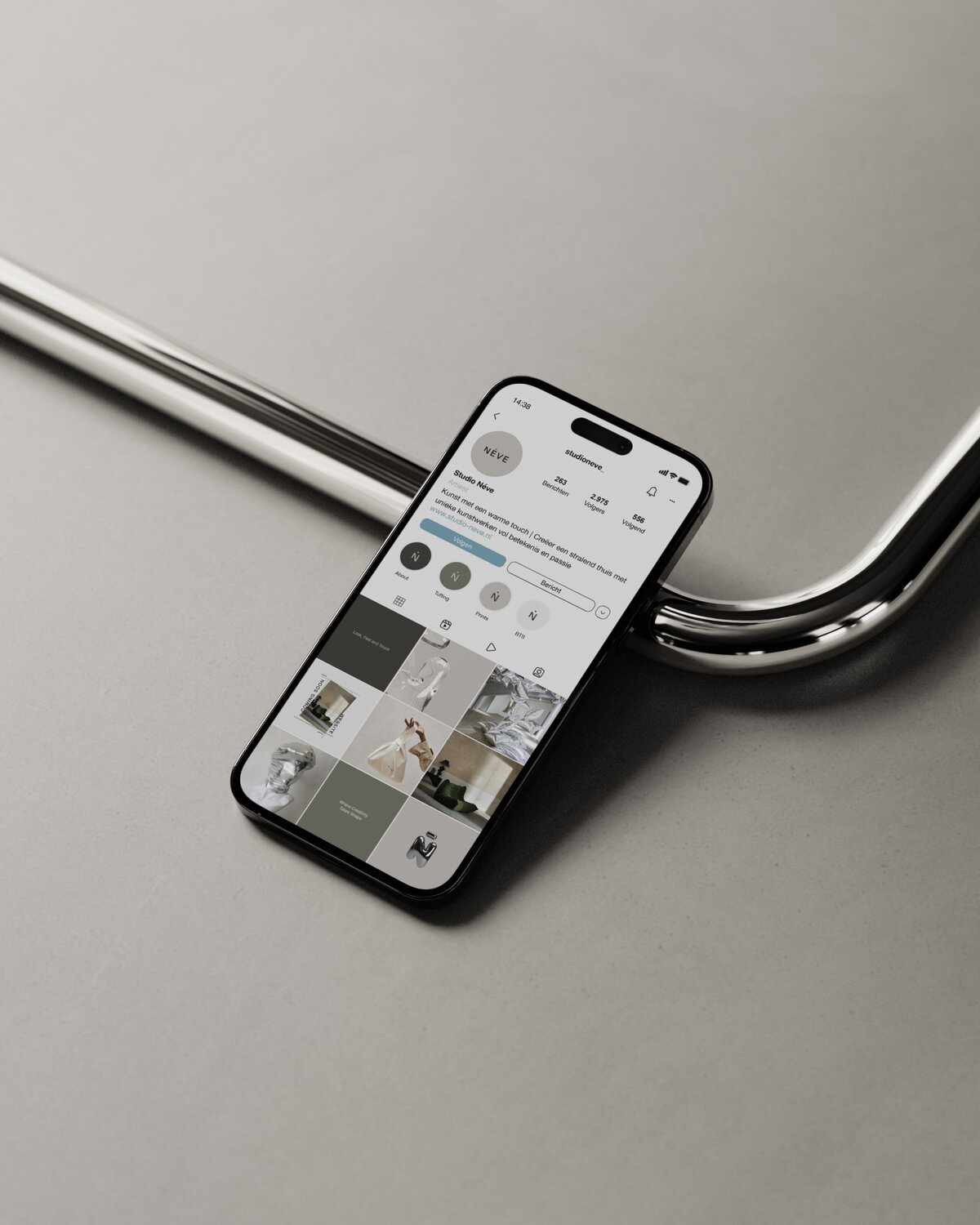 Instagram feed van Studio Néve – minimalistische esthetiek