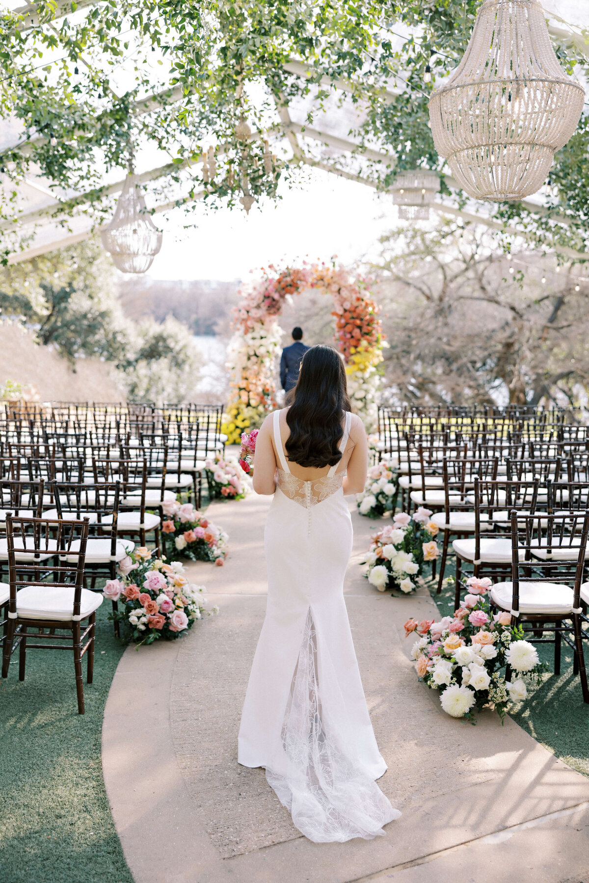 Bride and groom first look at Four Seasons Hotel Austin