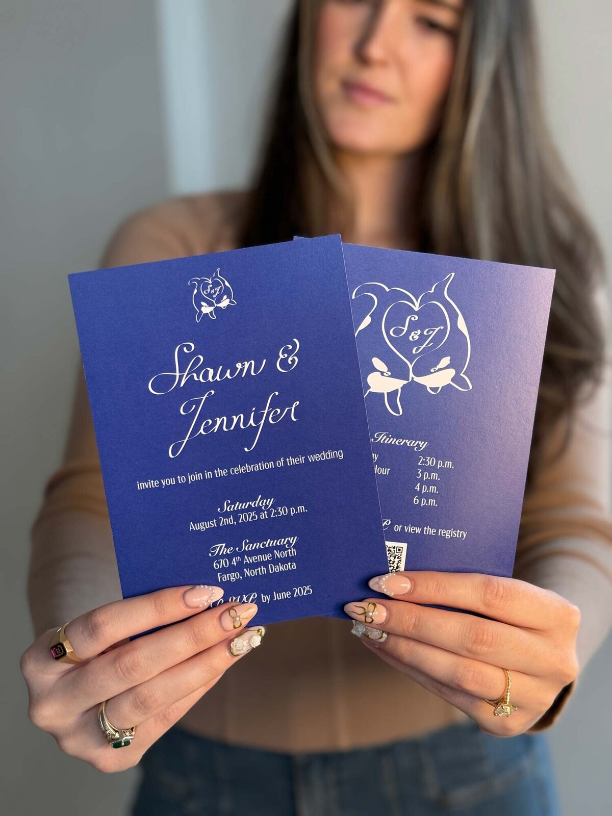 Modern wedding invitation for simple wedding with custom wedding logo