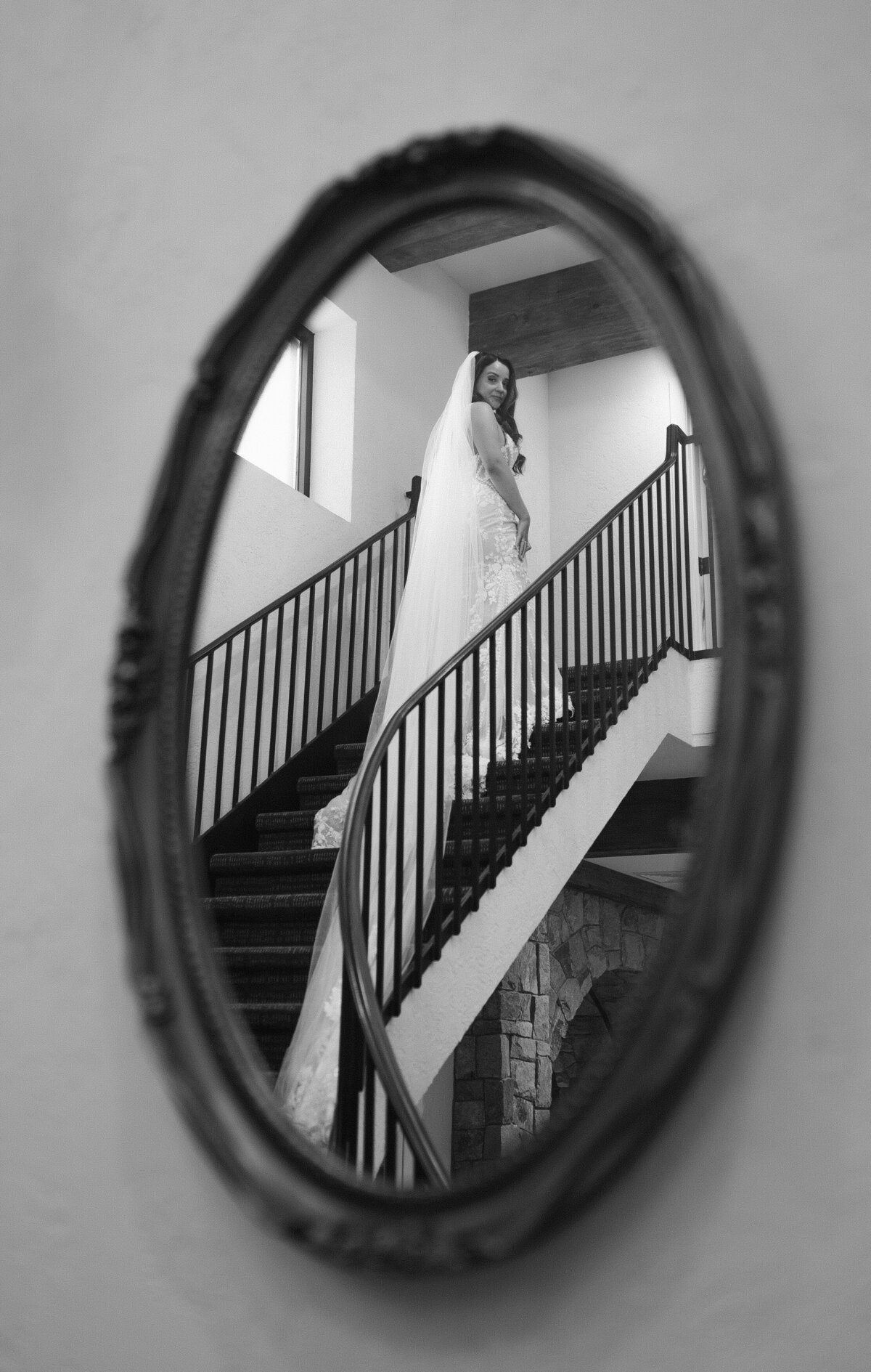 creative mirror portrait of the bride