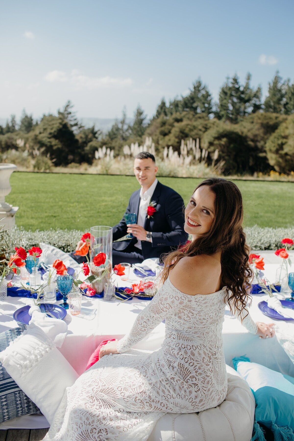 Bride and groom celebrating ipersonalised wedding NZ