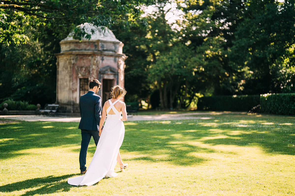 Bride and groom at larmer tree