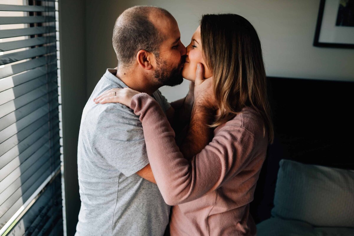 Man and woman kissing, couples photoshoot Melbourne, And So I Don't Forget Photography