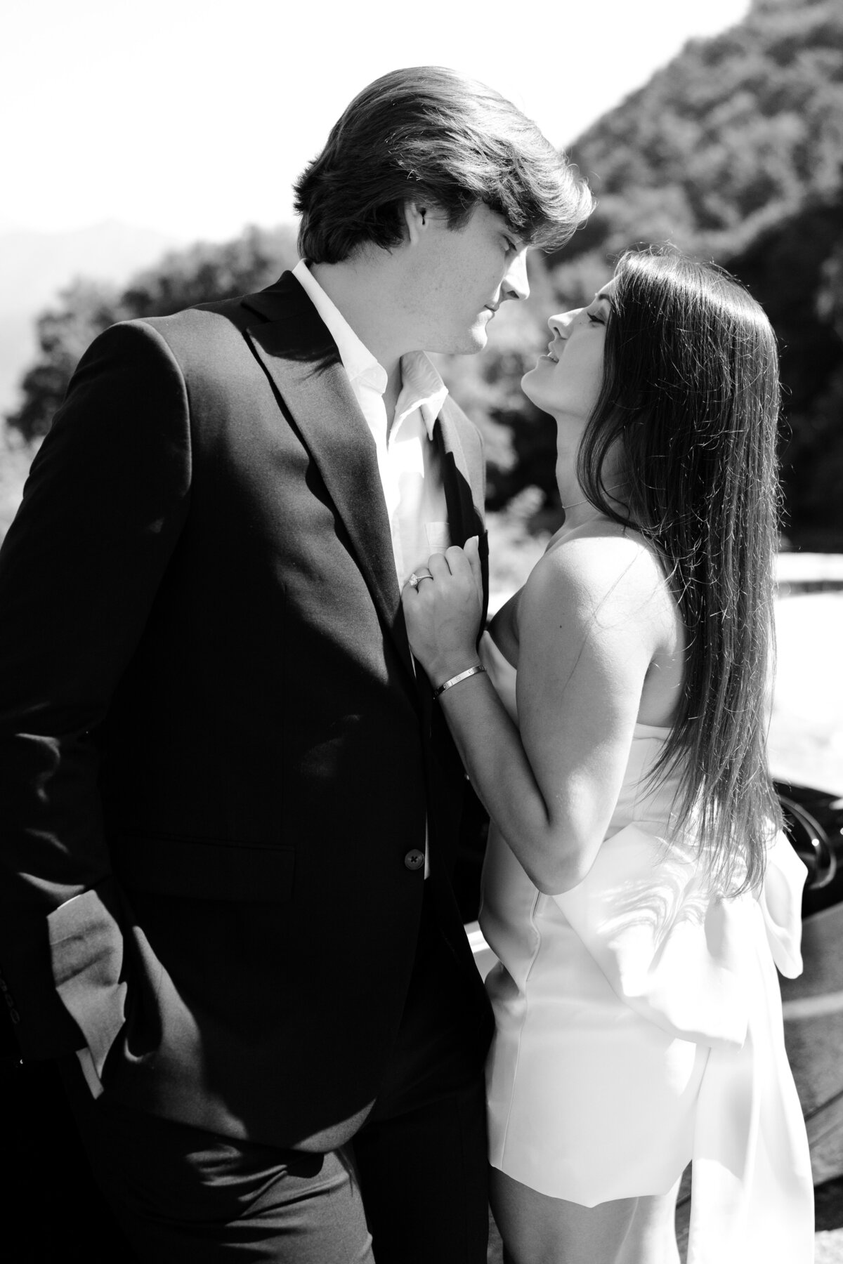 Sensual Black and white of couple  during their Italy engagement session photographed by Italy wedding photographer