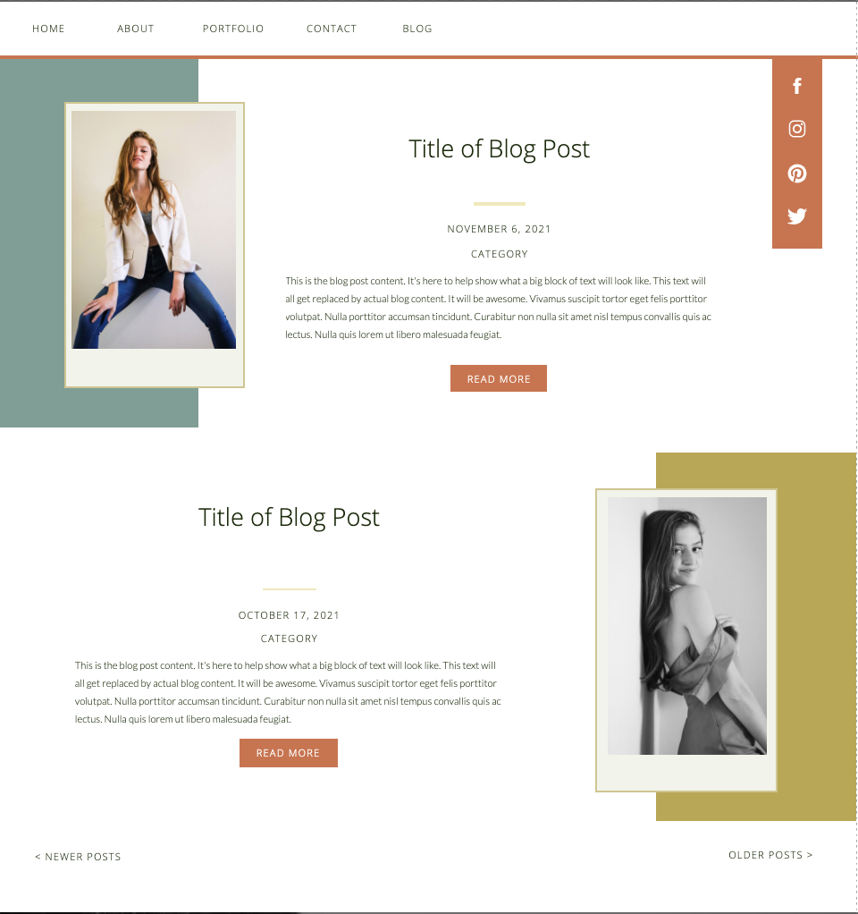 blog roll modeling website template