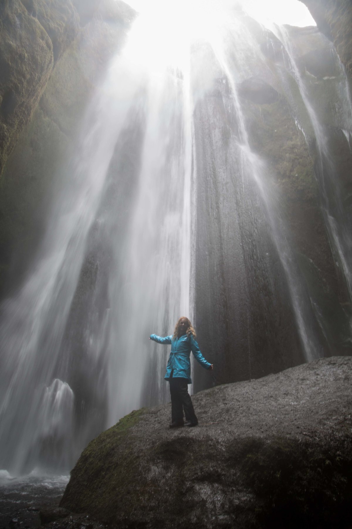 Iceland waterfall hidden in rock formation