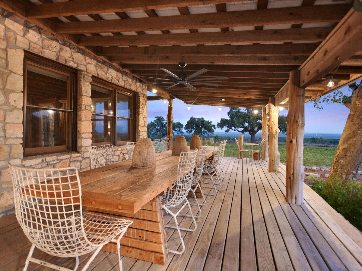Large exterior Porch in a rental home in Wimberley