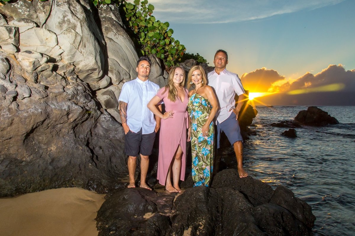 Capture Aloha Photography, Maui Family Portraits standing at the rocks on the beach