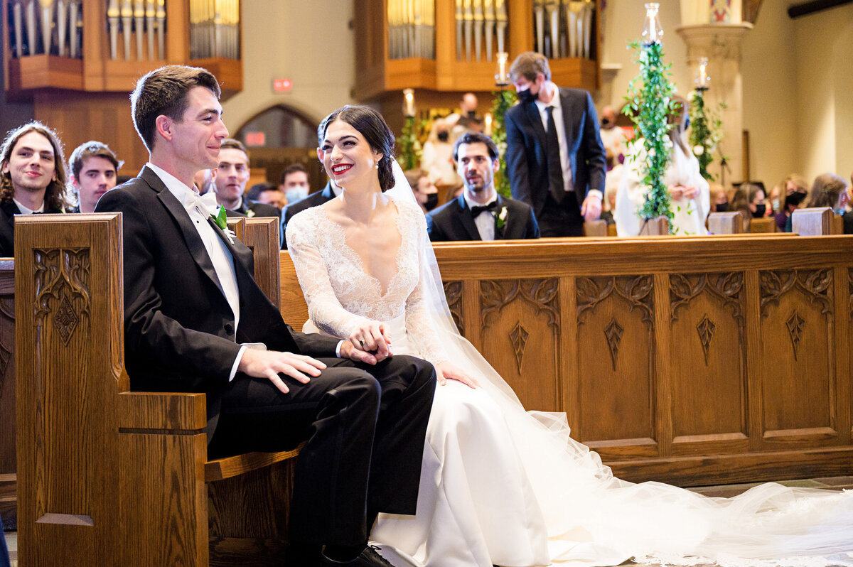 happy wedding ceremony photo at cathedral of st paul gannon university