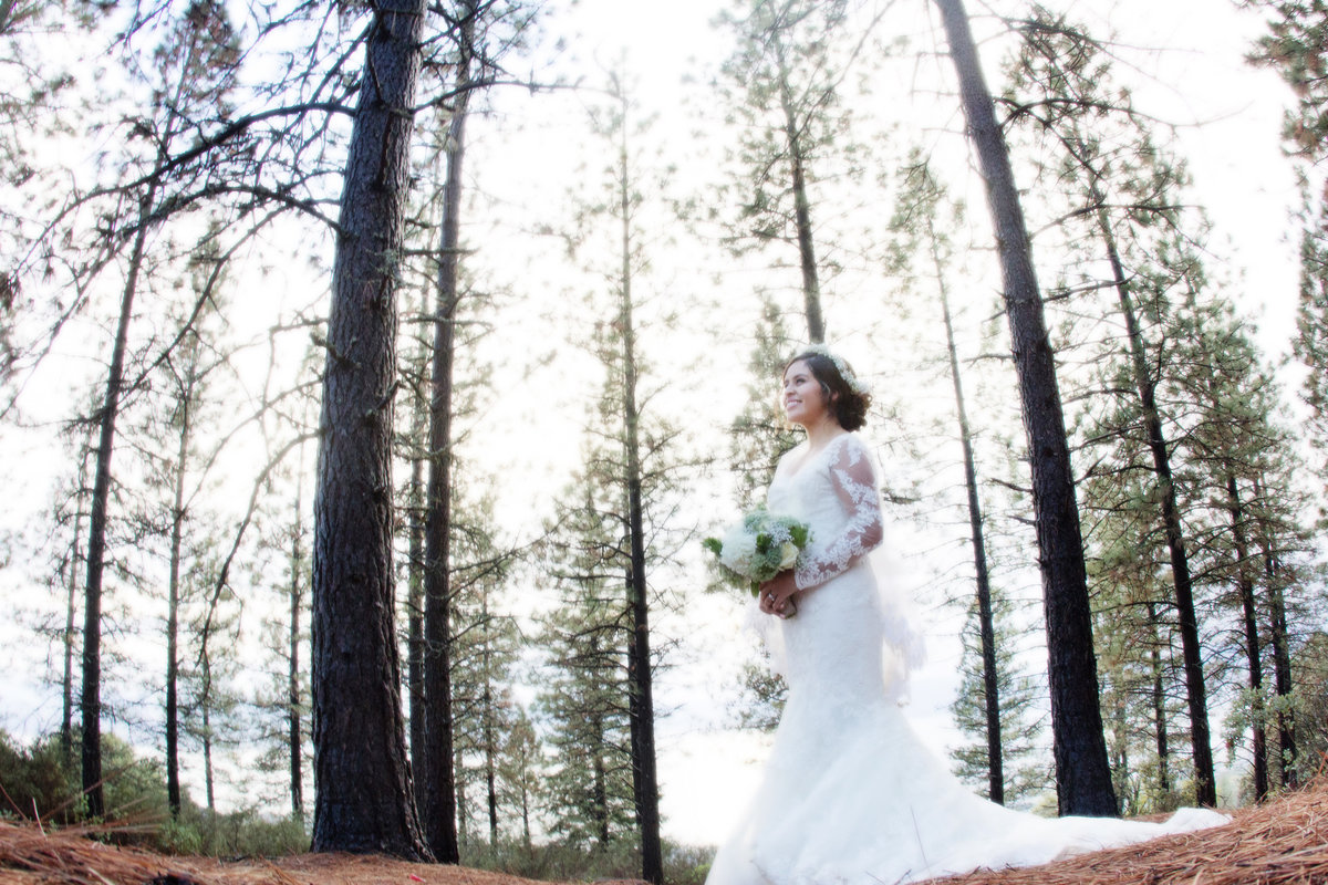 bridal portrait in forest