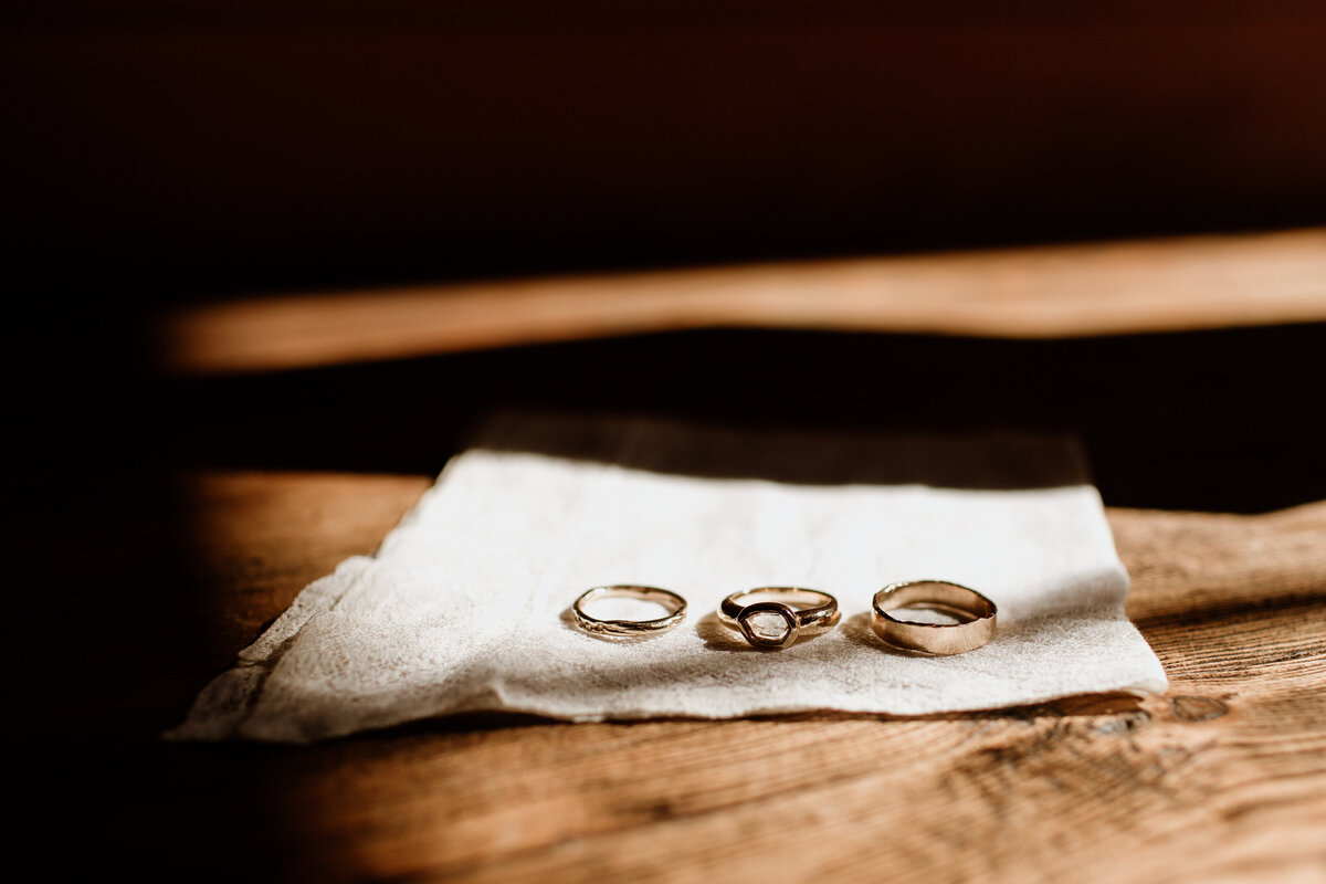 Sunkissed details of wedding rings captured by Fort Worth wedding photographer, Megan Christine Studio