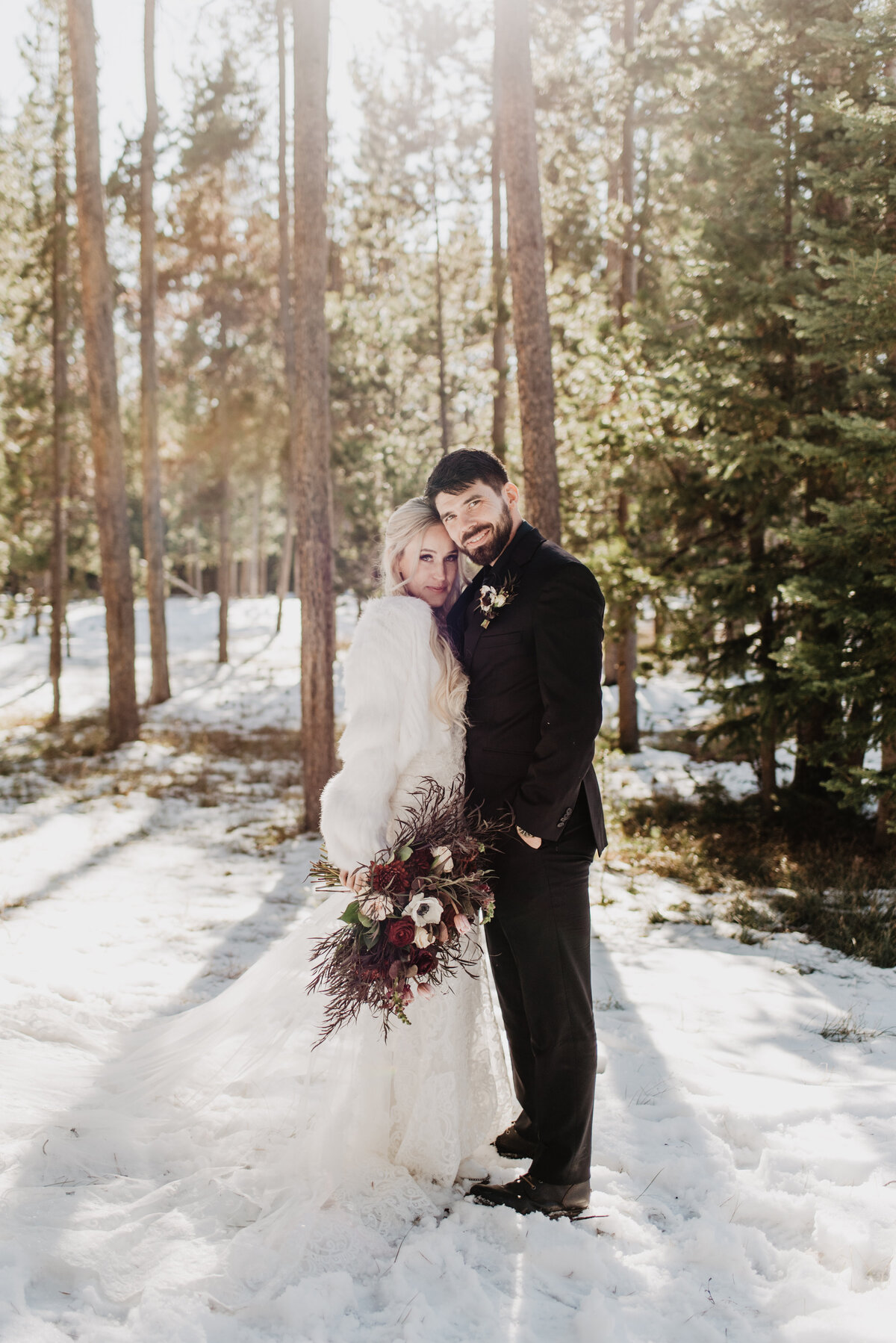 Jackson Hole Photographers capture bride and groom embracing