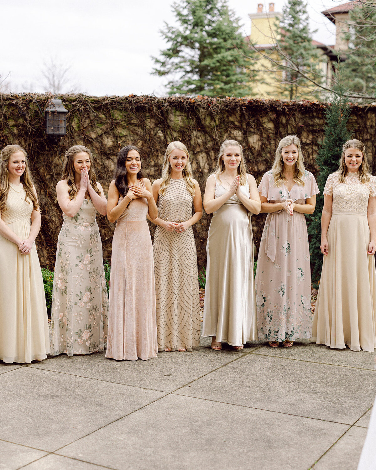 first look with bride and bridesmaids shot by a Philadelphia photographer