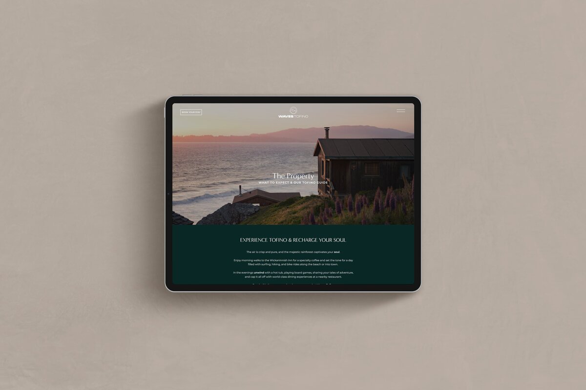 Luxury vacation rental website design for Waves Tofino by Hanbury Design Co.