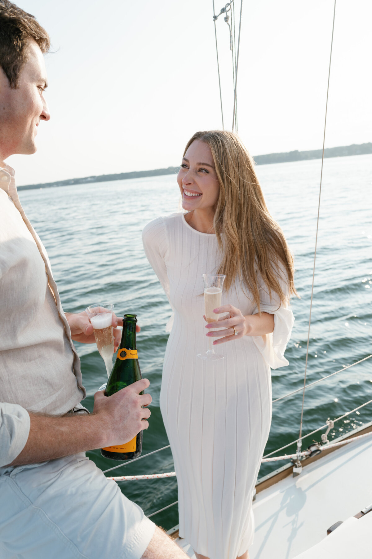 Cape Cod Engagement Photography on a Sailboat 3