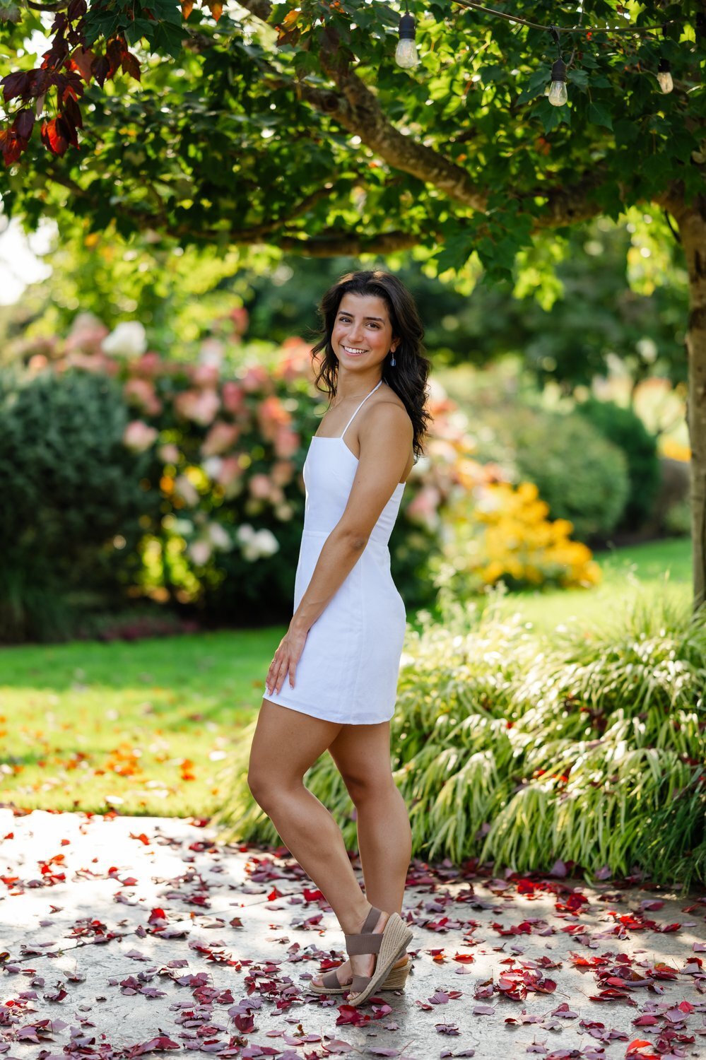 lake washington high school girl at park in white dress