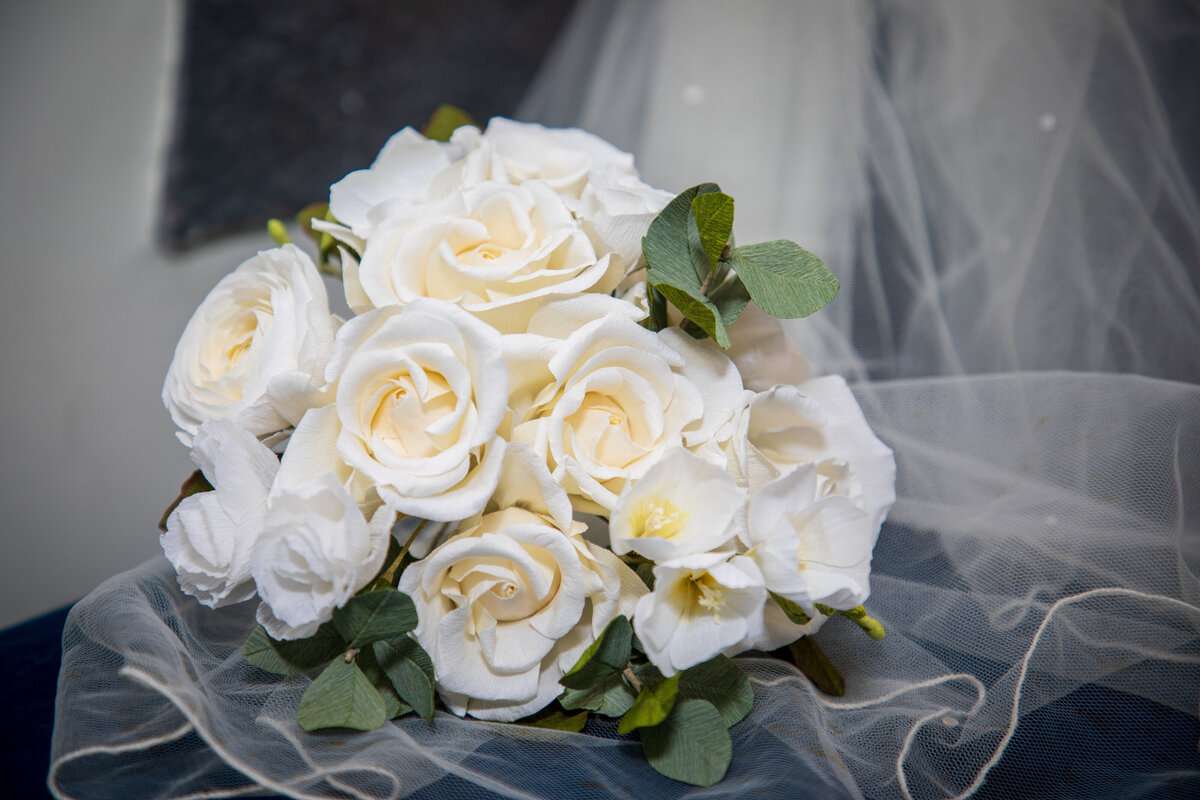 White paper wedding bouquet