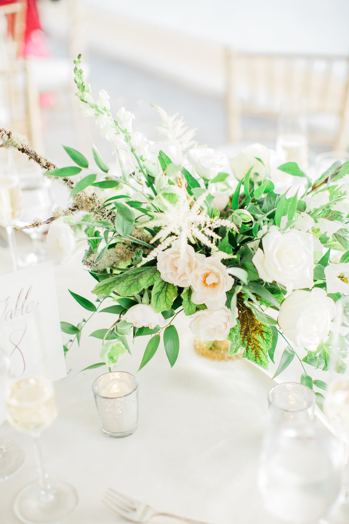 White and Green Southern classic centerpiece by Gradient and Hue