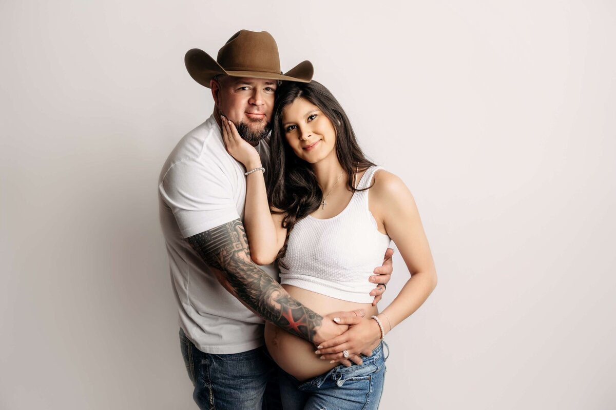 New mom in Denver, area, studio at their first photo session