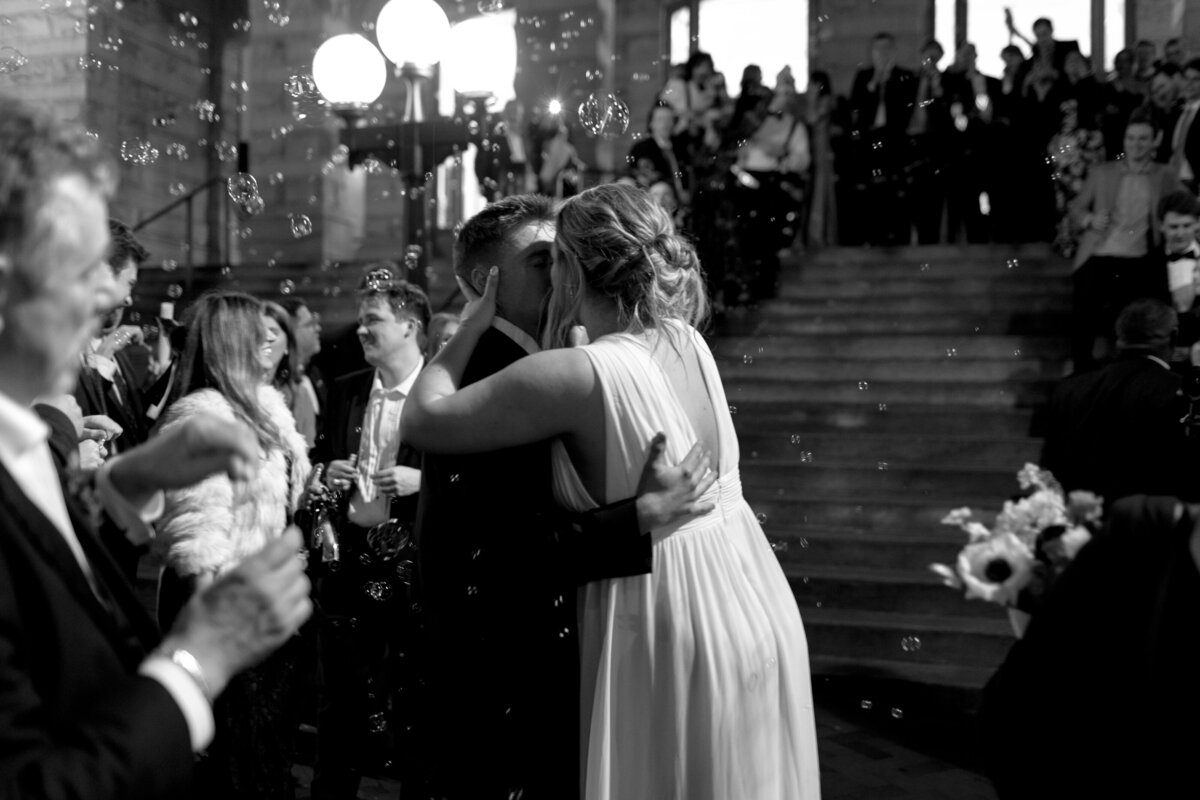 Bride and Groom exit by Richmond VA photographer