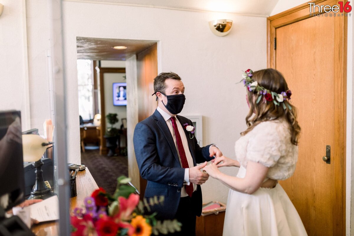 Elopement service at a government office for the newly married couple