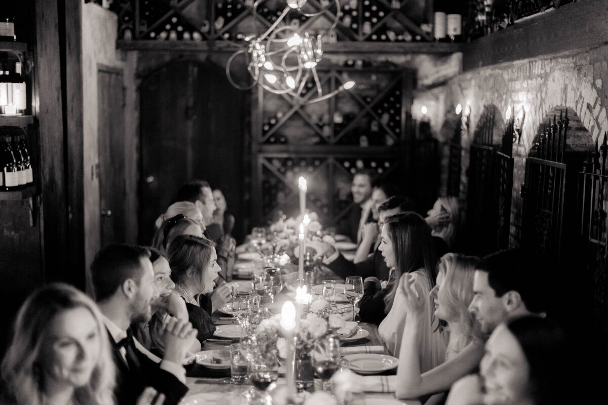 il buco wedding reception black and white photo of guests at table