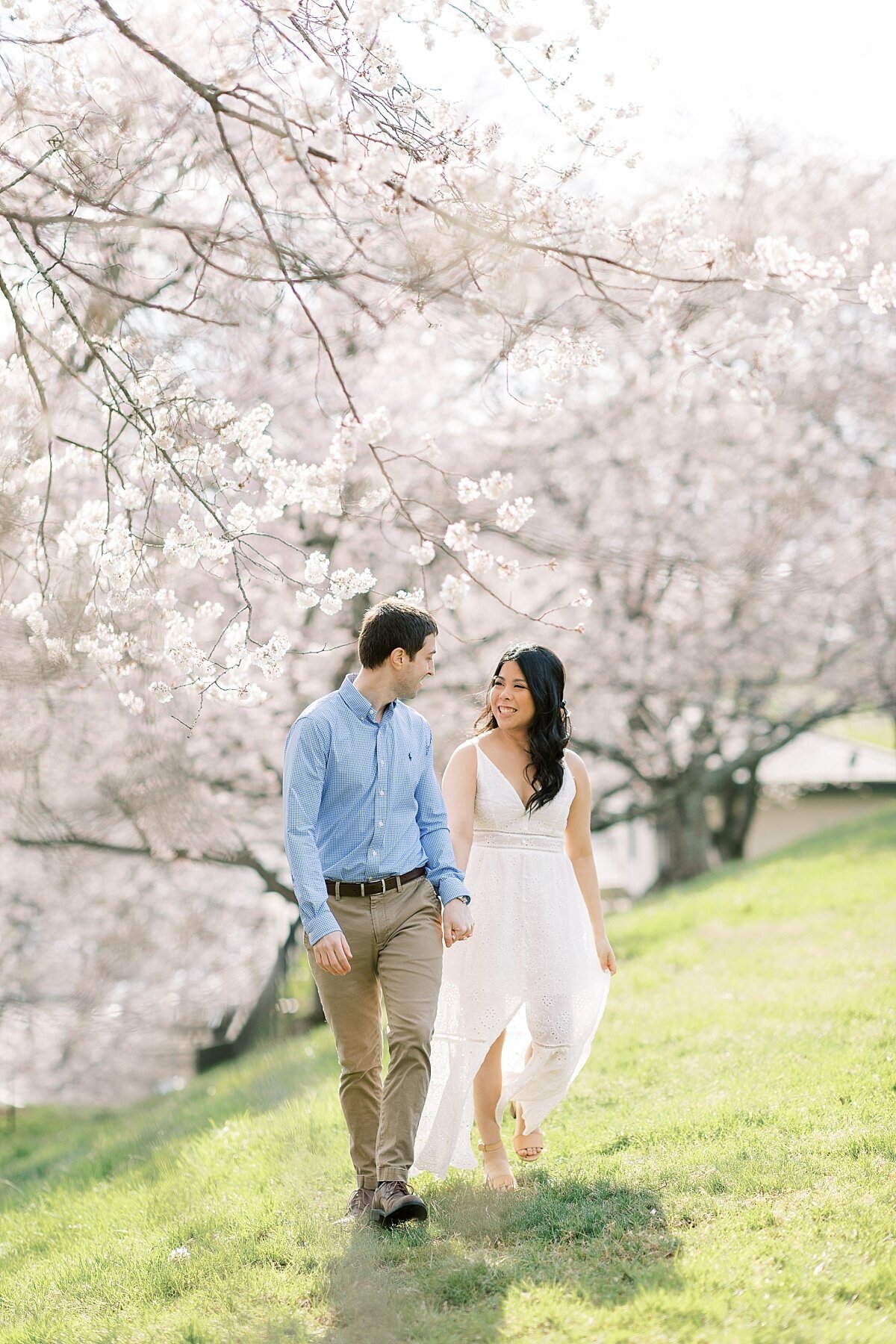 Cherry blossom tree engagement session