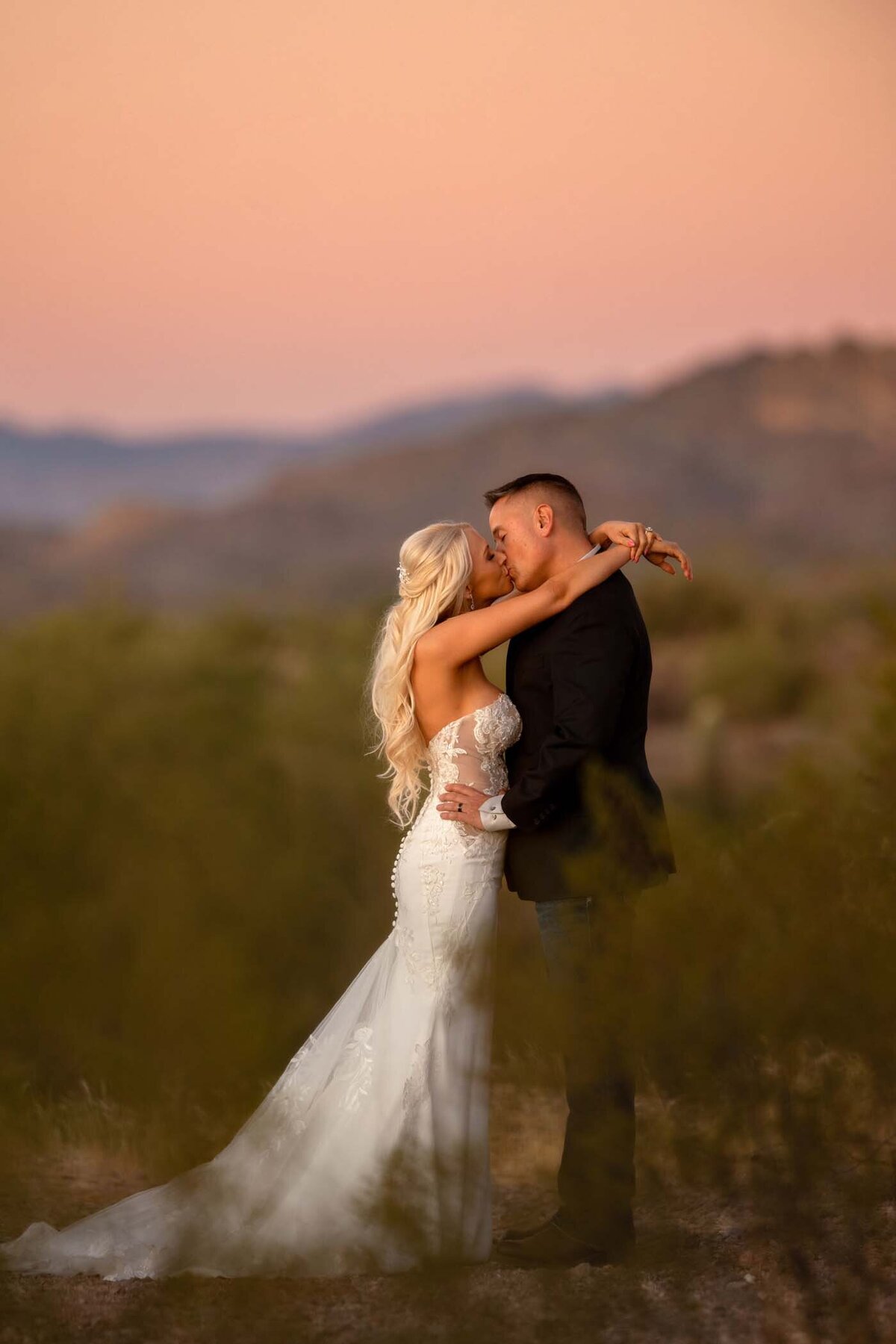 Beautiful creamy background of Sunset in Lost Dutchman state park