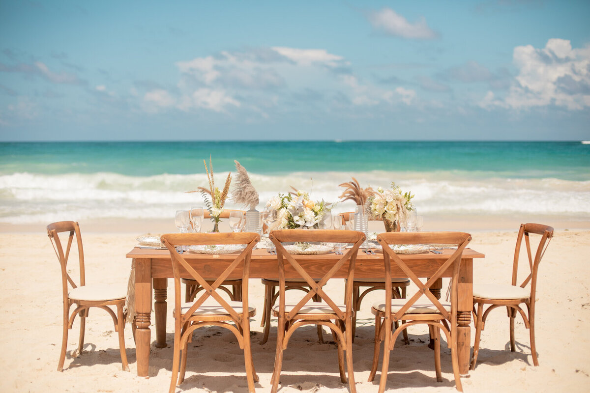 wedding table on the beach