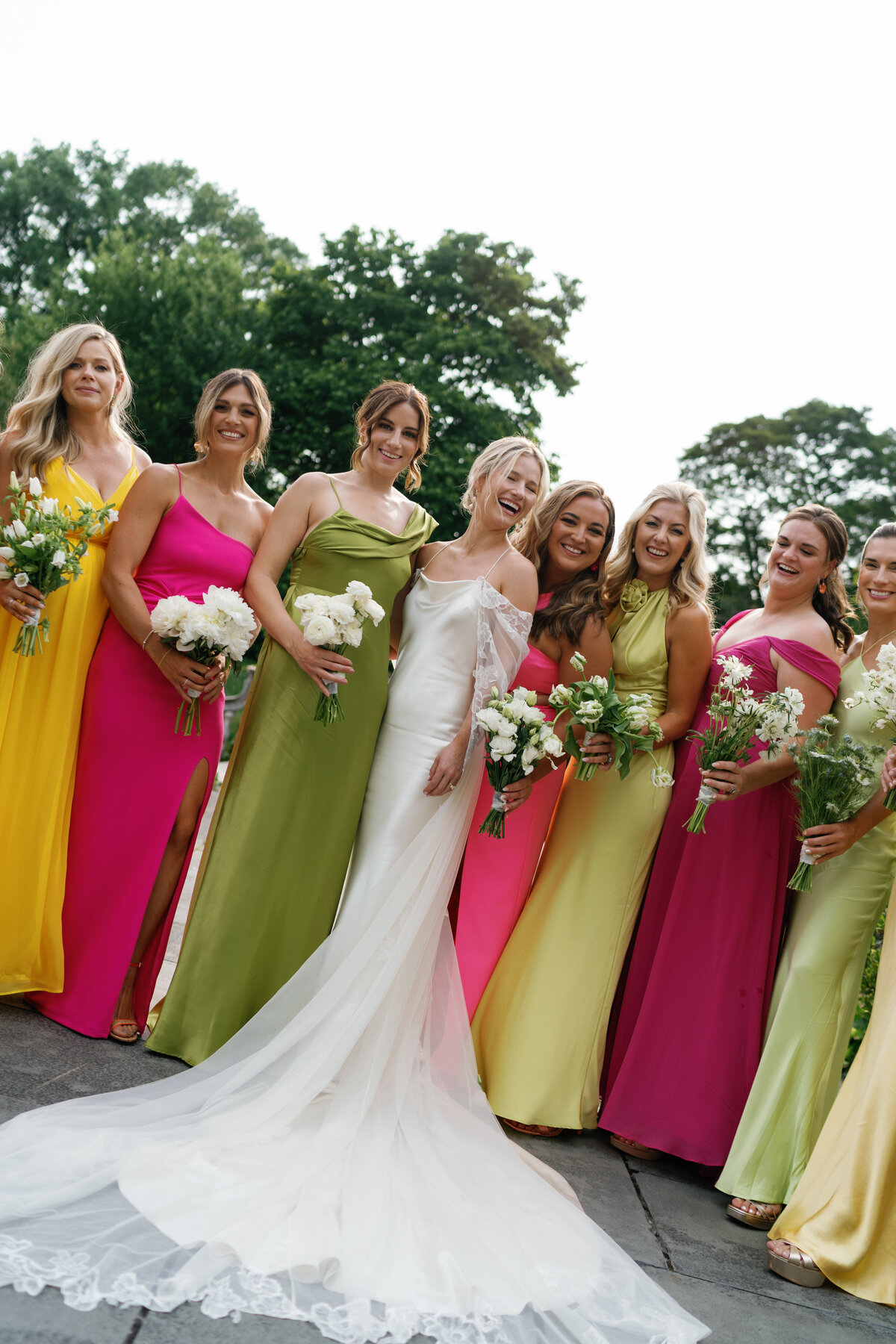 mixed-bright-colorful-floor-length-bridal-party-gowns-sarah-brehant-events