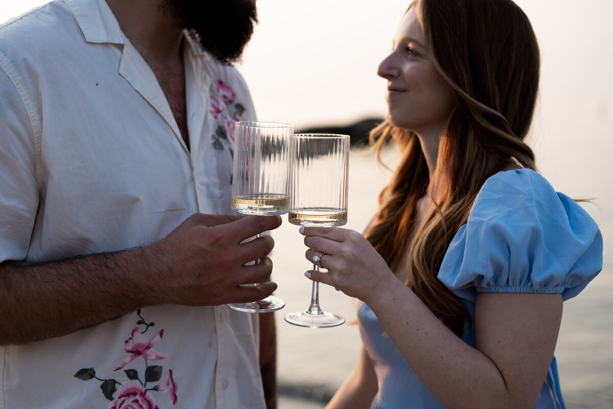 golden hour engagement session at Lake Erie