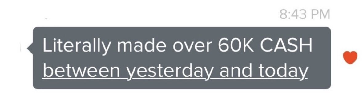 60k cash between yesterday and today