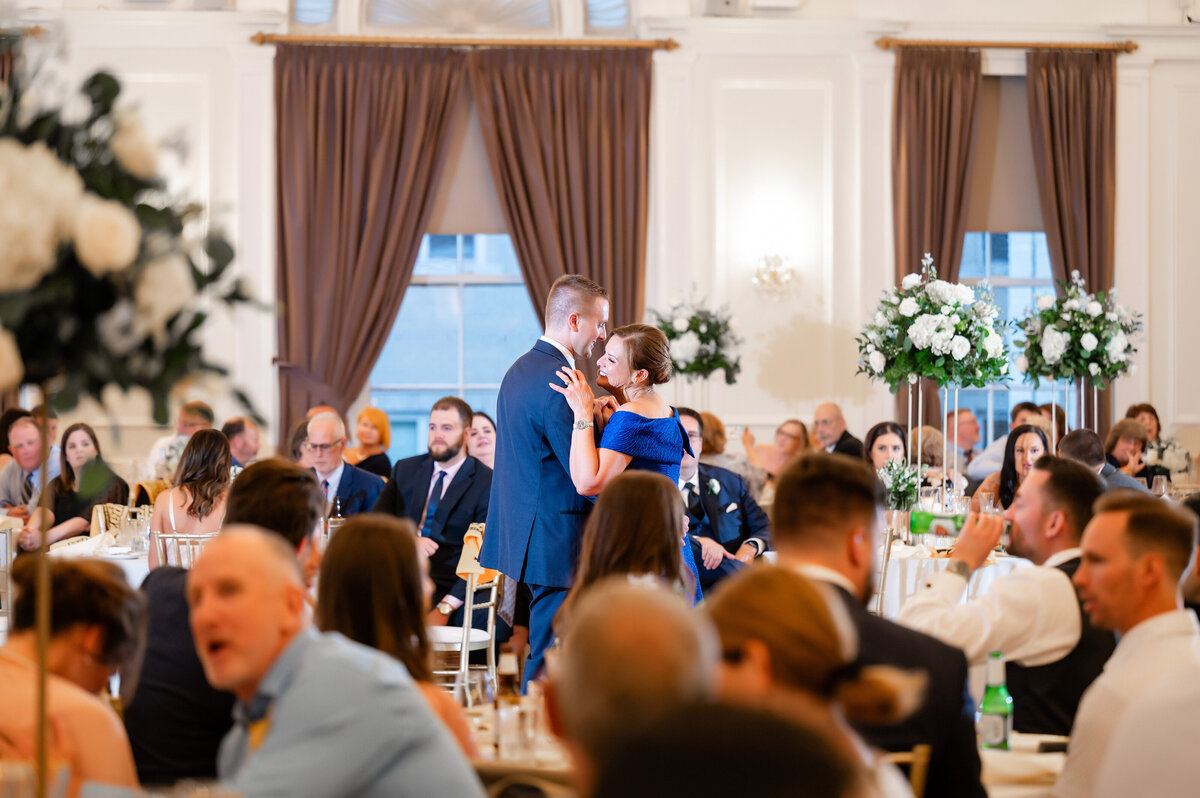 mother son dance during wedding reception
