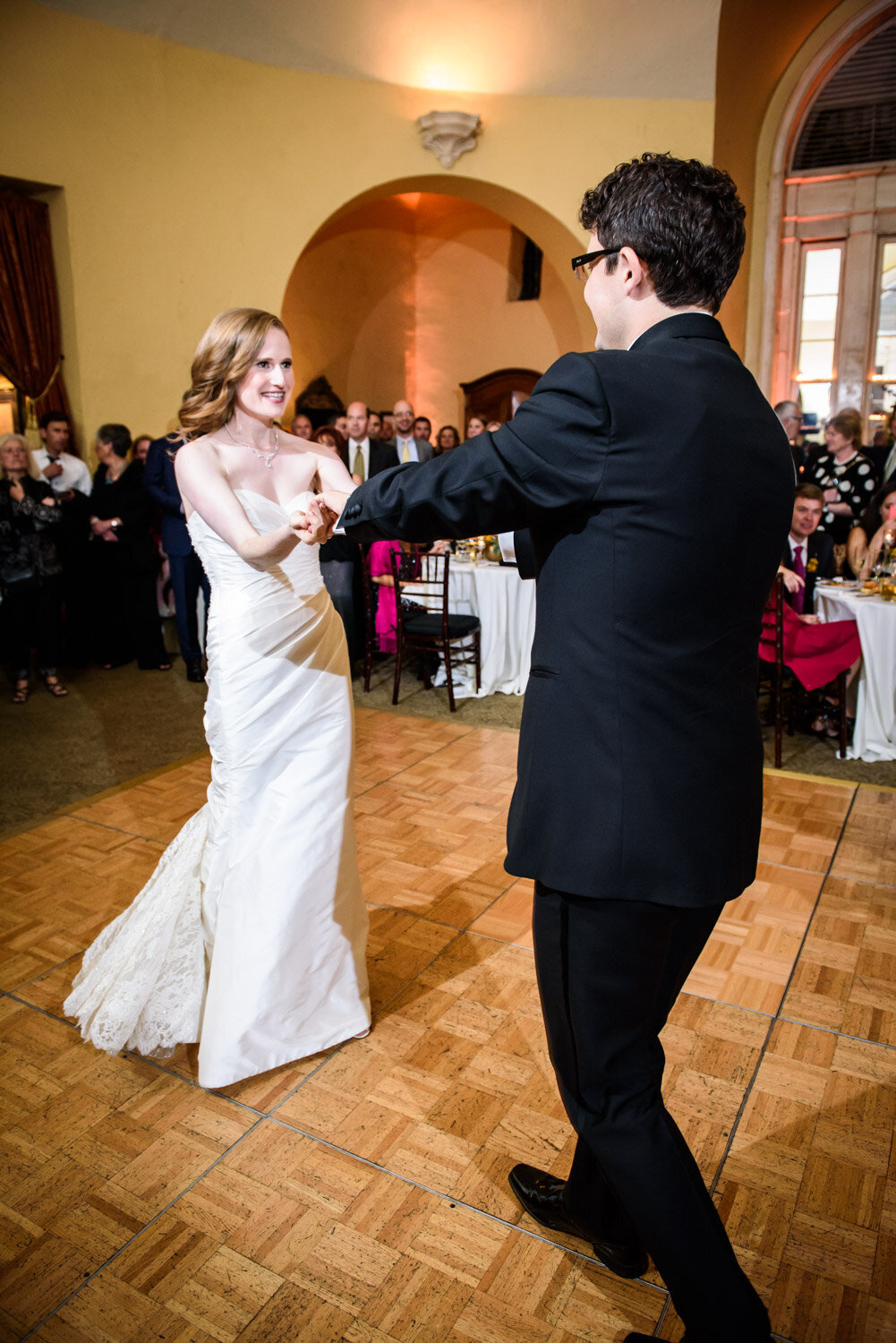 Bride and groom dancing at Latrobe's wedding