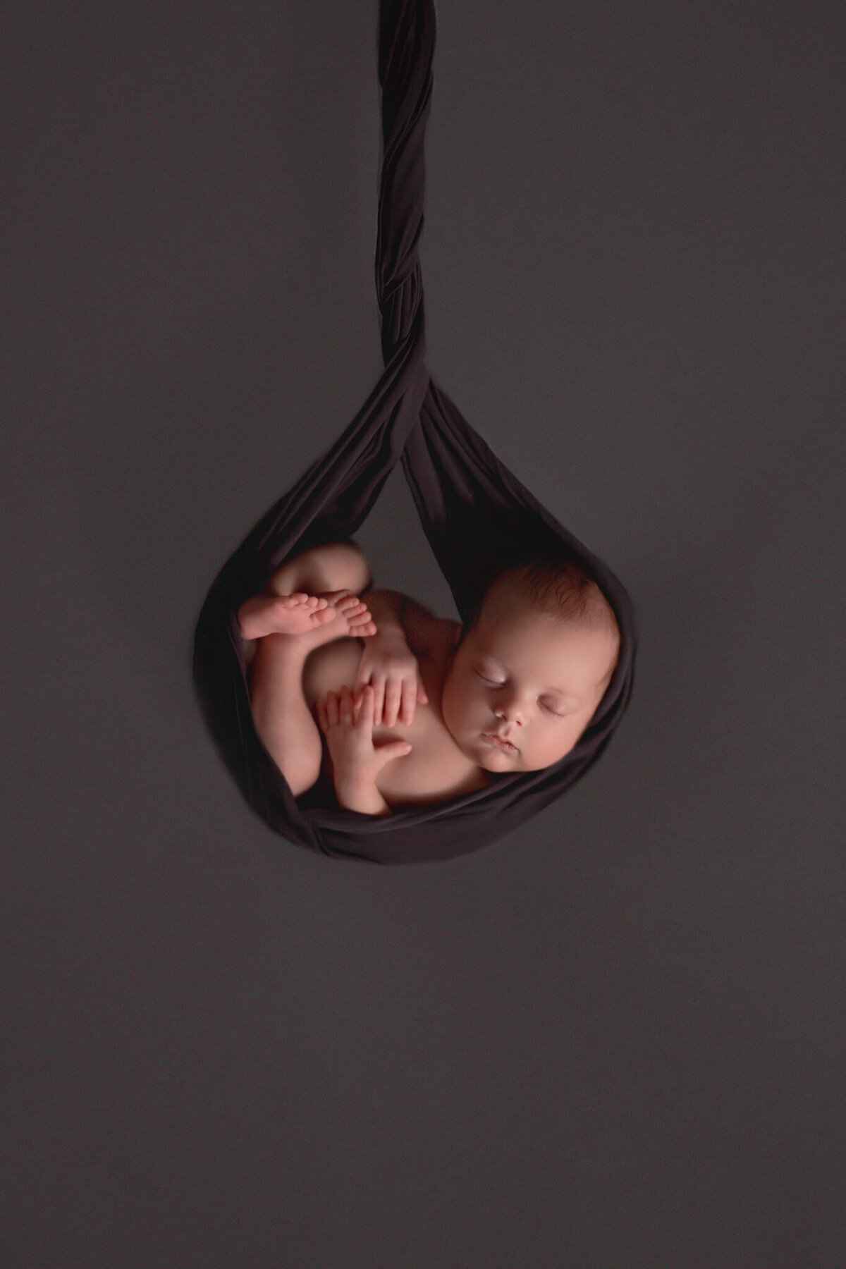 newborn baby posed in hammock at hamilton newborn studio