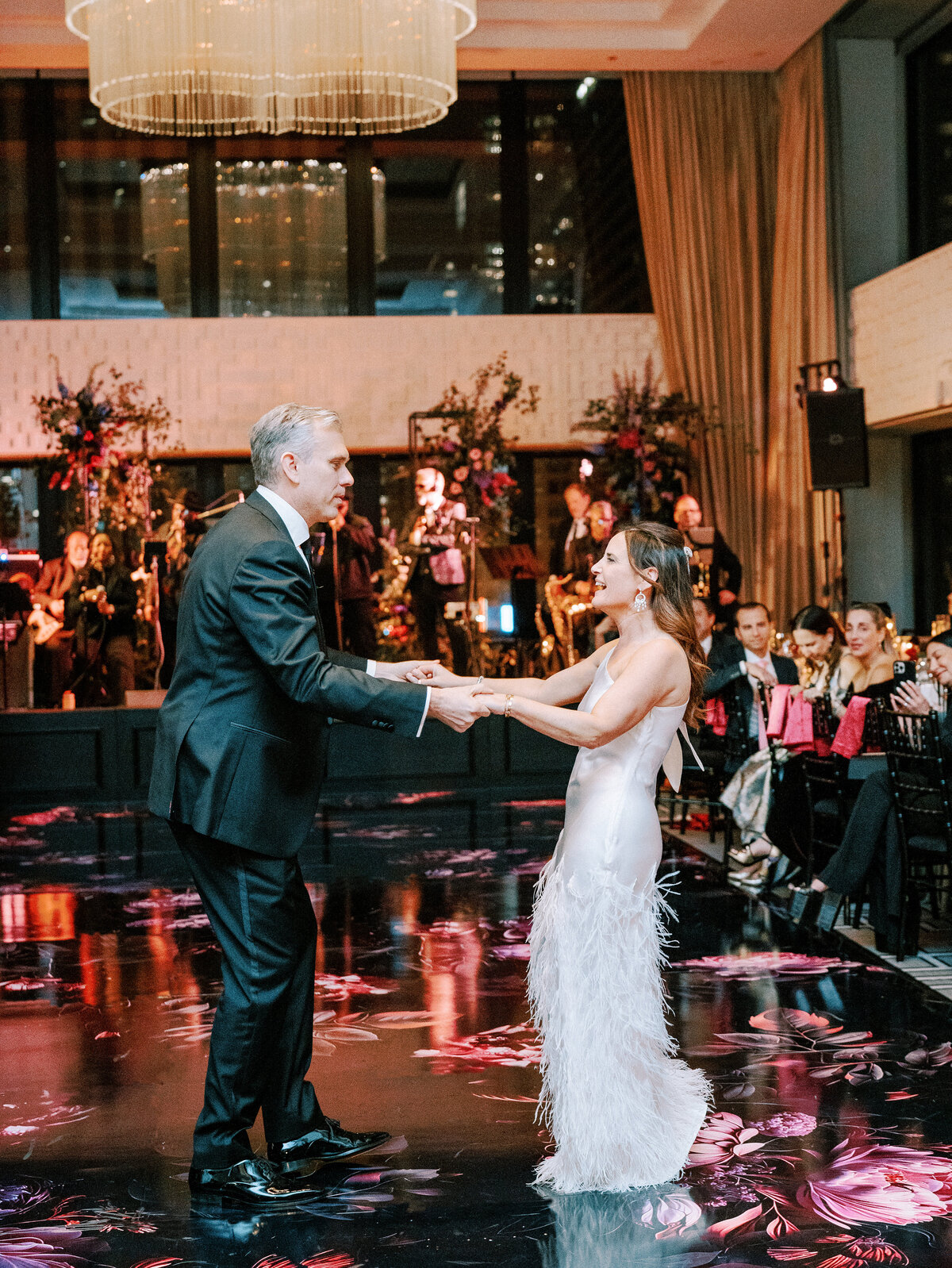 Langham Wedding with Moody Tones and Printed Floral Dance Floor_24