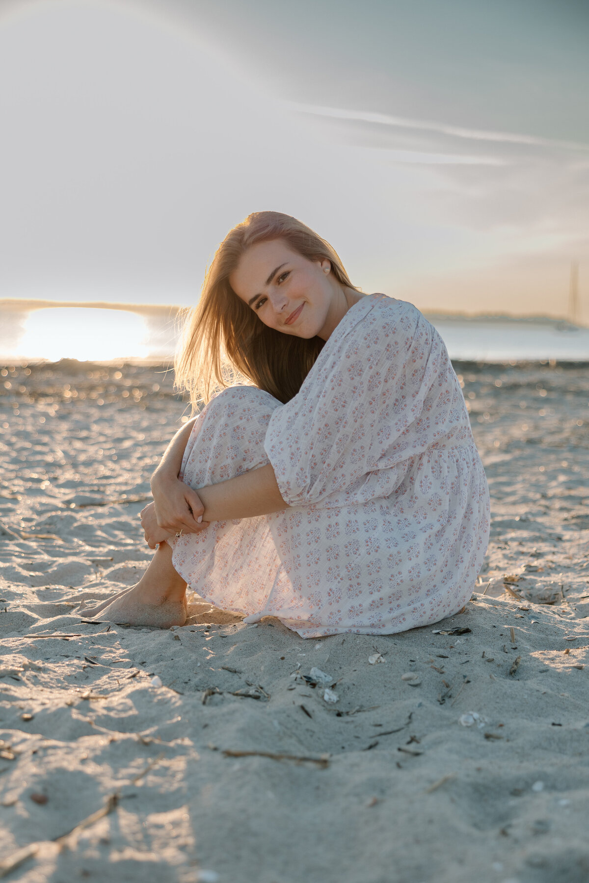 Senior photos on the beach at Edisto at sunset