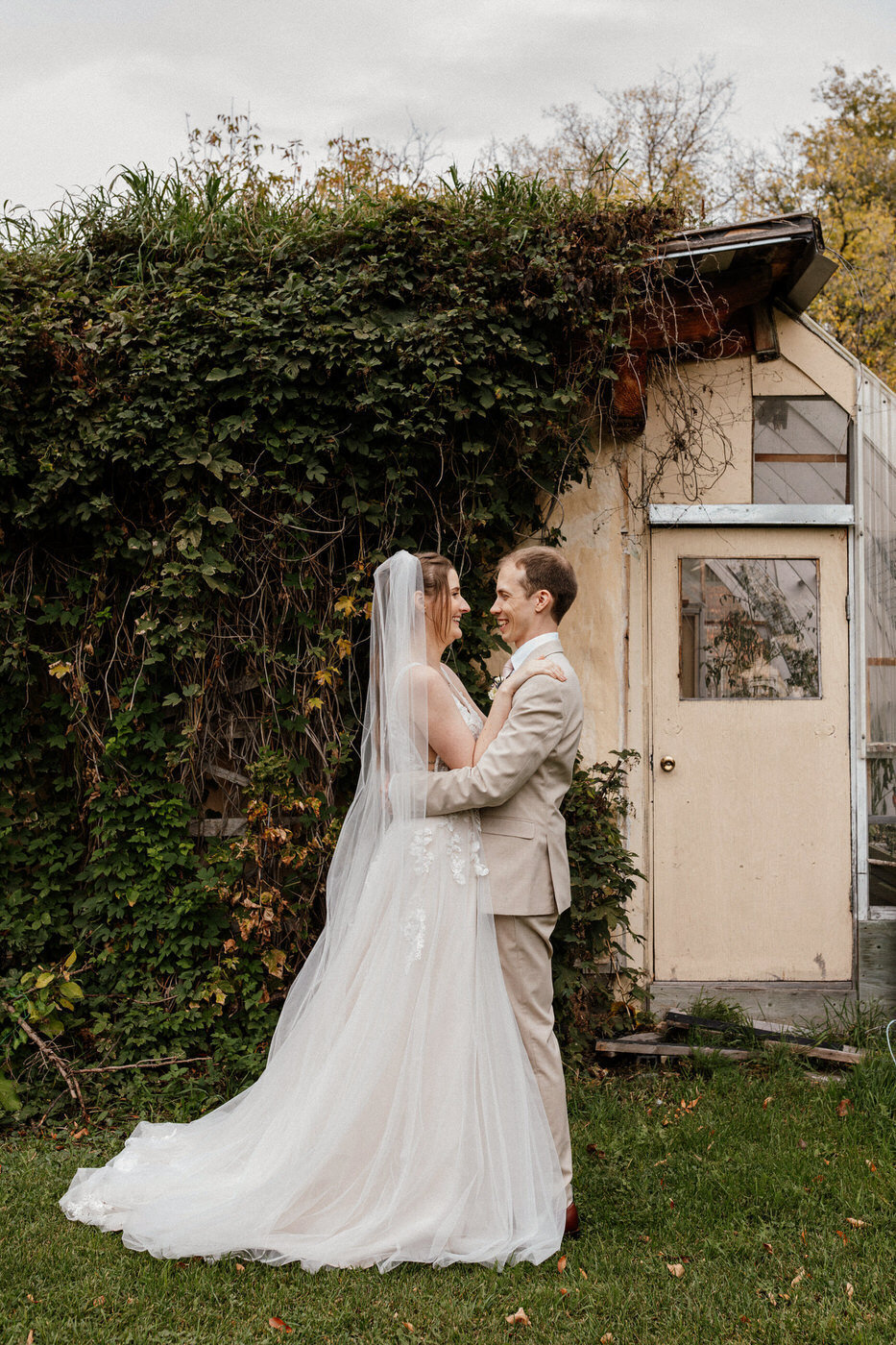 Bride and groom at St. Norbert's art Centre