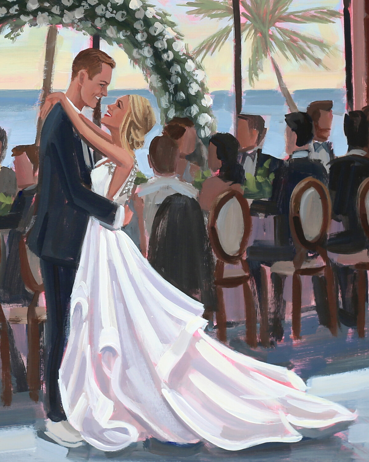 Live Wedding Painter, Ben Keys, creates a live first dance painting of bride and groom's reception at Sailfish Point Club in Stuart, FL