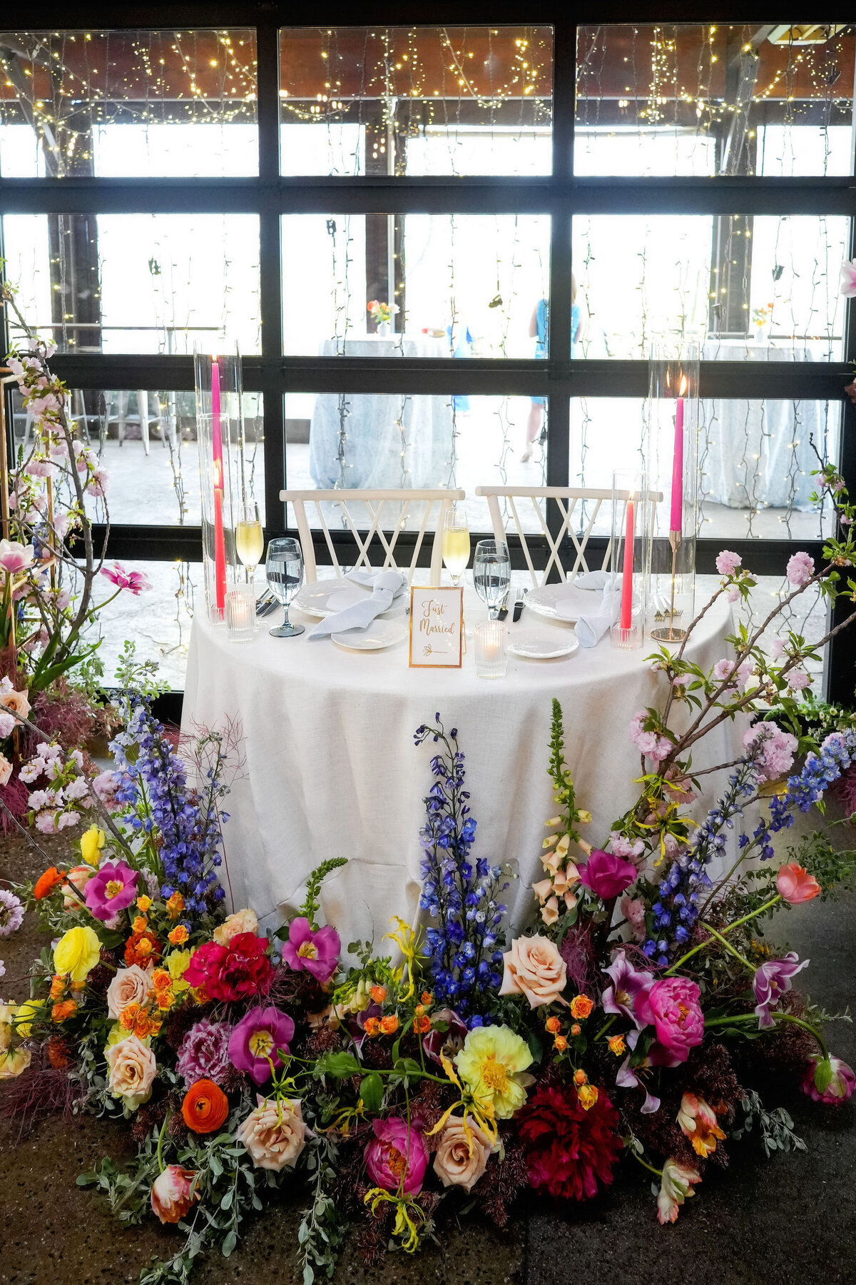Sweetheart Table with Colorful Florals - Cru and Co