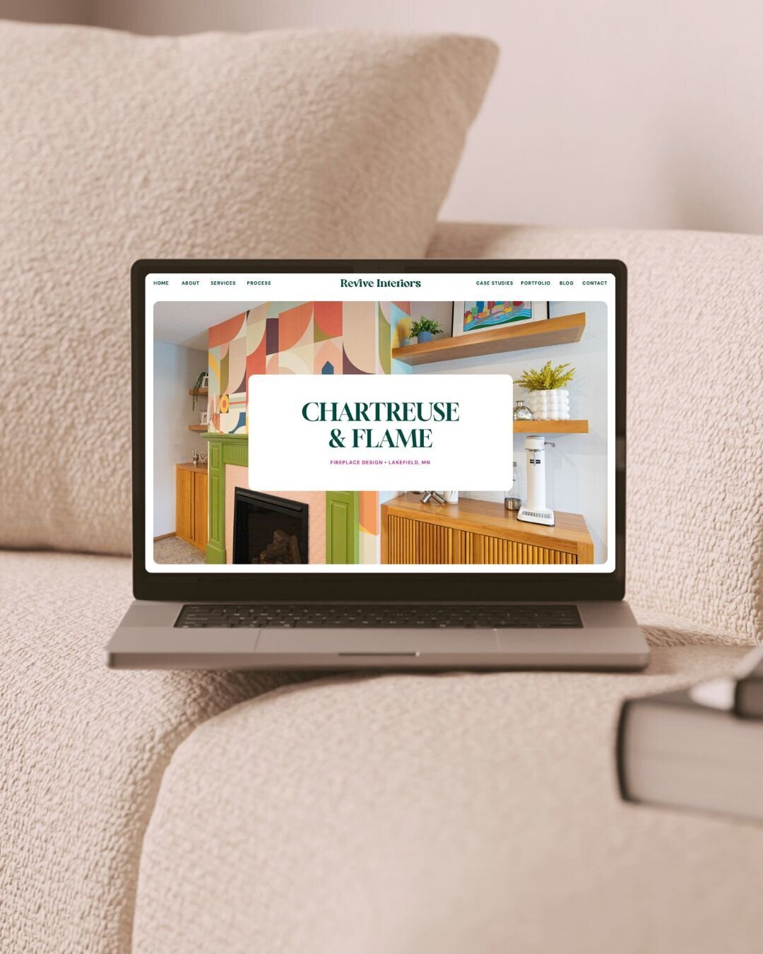 bold, colorful portfolio page for interior designer