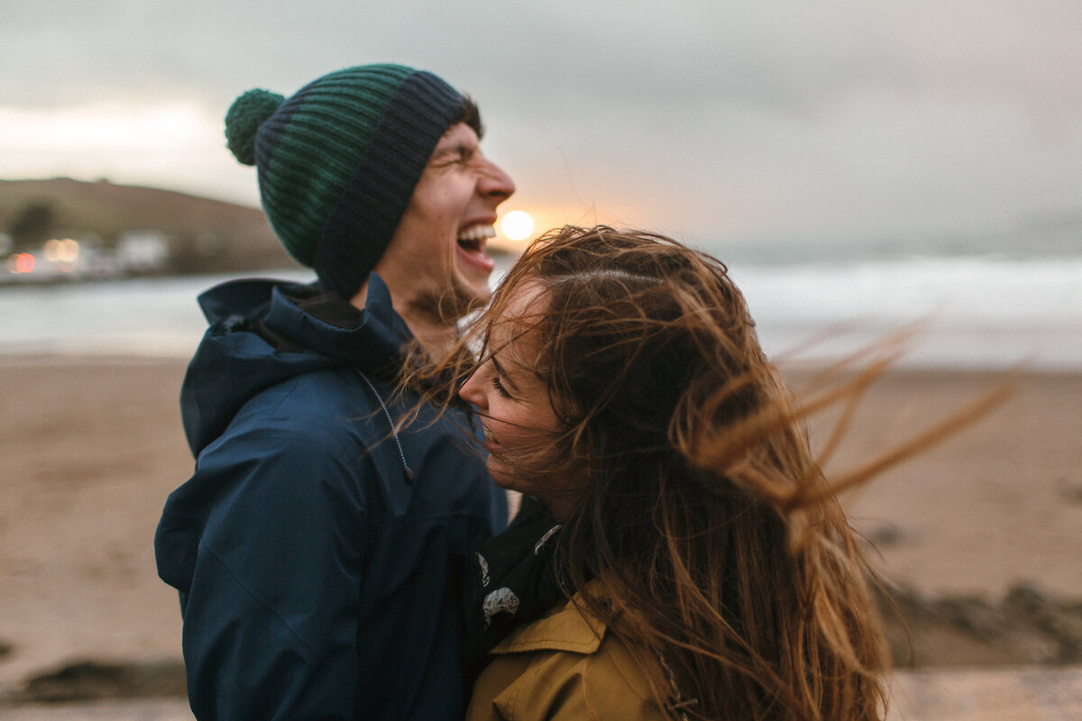 Winter Engagement Shoot in Devon_Bigbury Bay