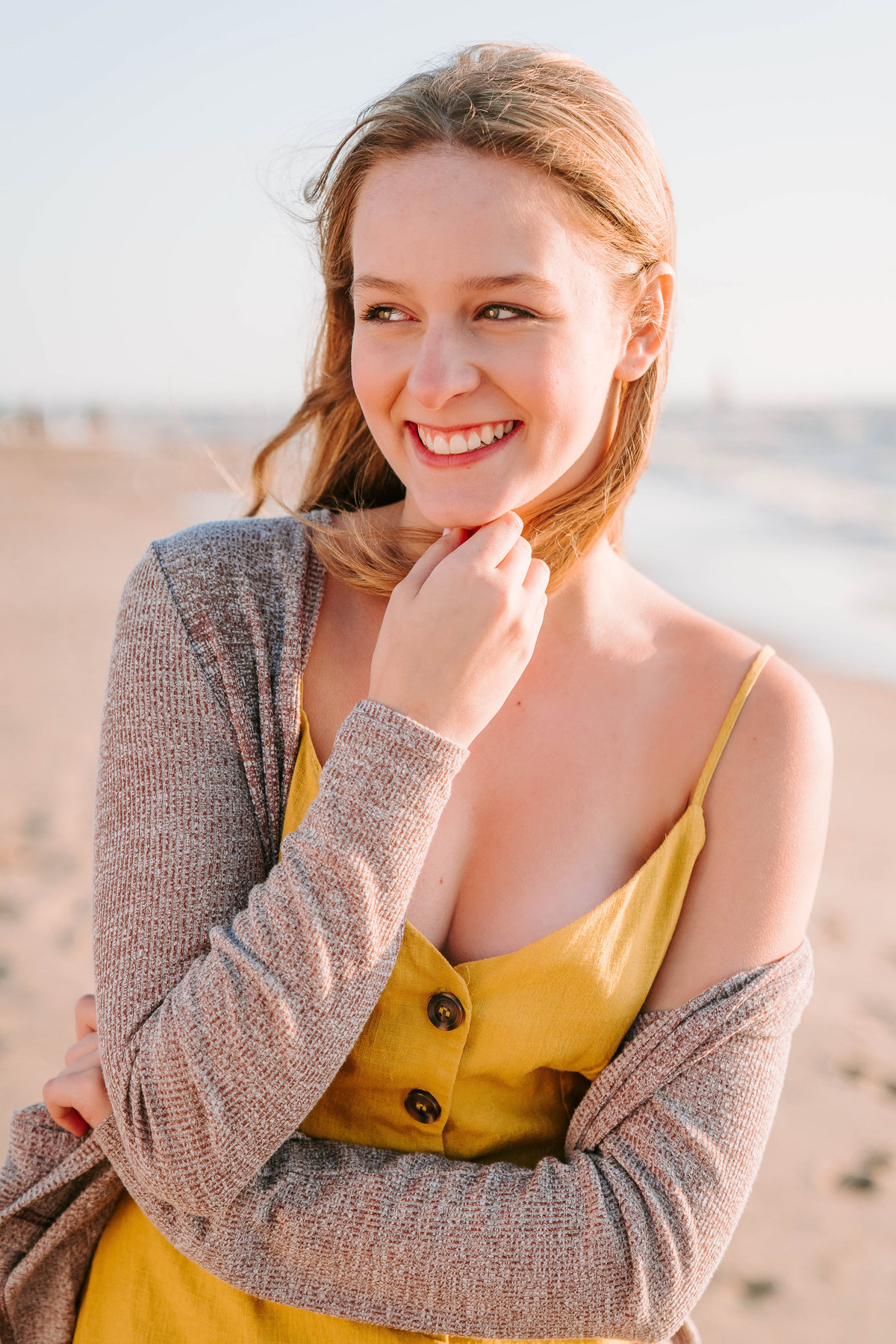 high school senior girl on beach south haven MI