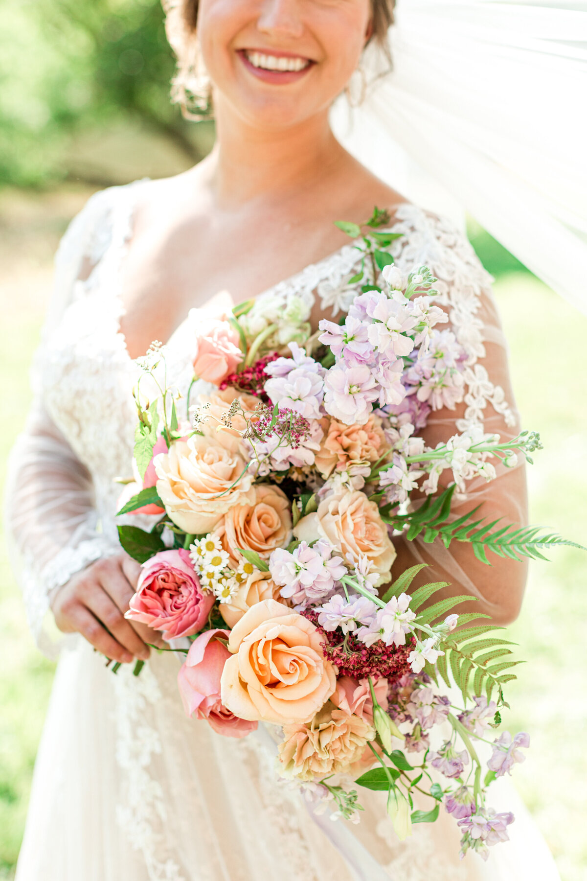 bridal portrait of a bride holding her bridal bouquet