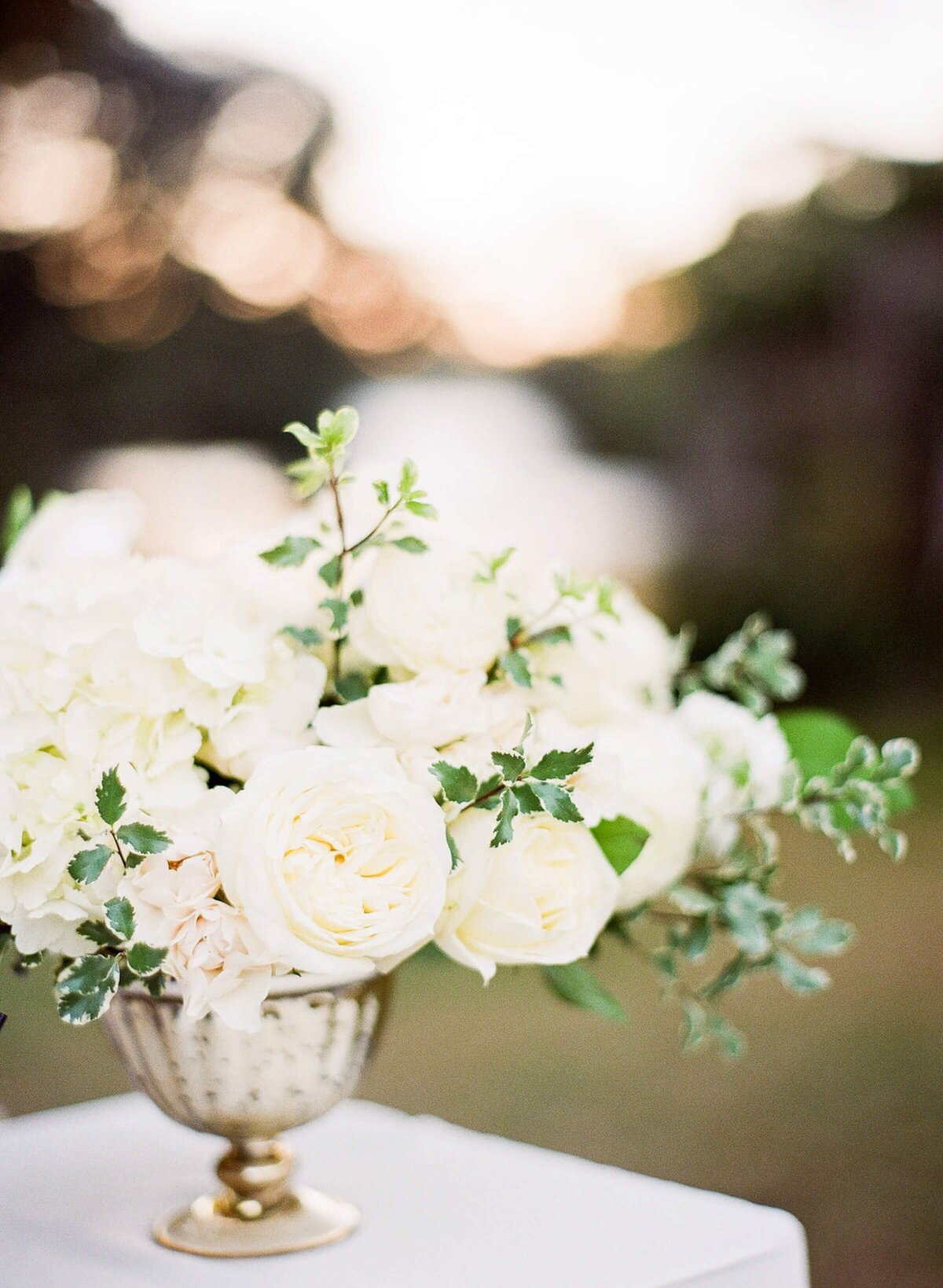 lush white floral arrangement