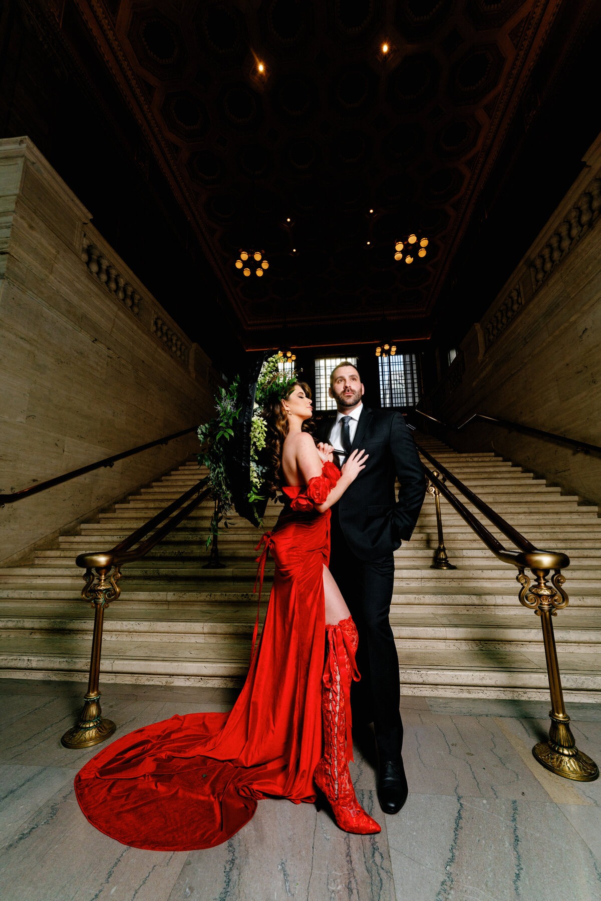 Aspen-Avenue-Chicago-Wedding-Photographer-Union-Station-Chicago-Theater-Engagement-Session-Timeless-Romantic-Red-Dress-Editorial-Stemming-From-Love-Bry-Jean-Artistry-The-Bridal-Collective-True-to-color-Luxury-FAV-9